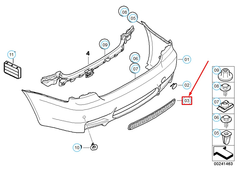 NEW BMW M3 COUPE E92 REAR BUMPER CENTER M GRILLE 51128040877 ORIGINAL