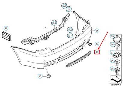 NEW BMW M3 COUPE E92 REAR BUMPER CENTER M GRILLE 51128040877 ORIGINAL
