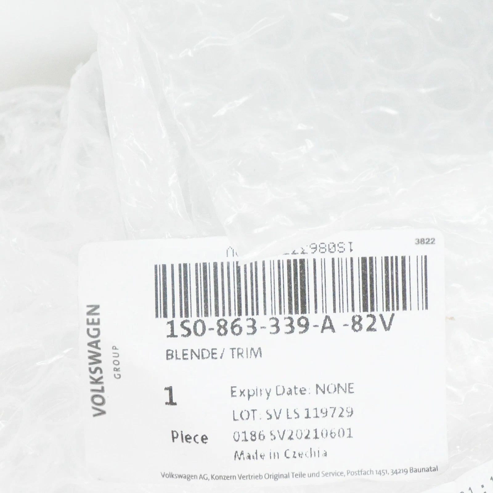 NEW VOLKSWAGEN UP HANDBRAKE LEVER TRIM 1S0863339A82V ORIGINAL