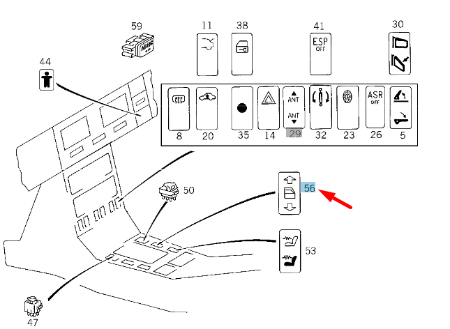 NEW MB SL R129 WINDOW REGULATOR CENTRAL CONSOLE LEFT SWITCH A1298201410 ORIGINAL