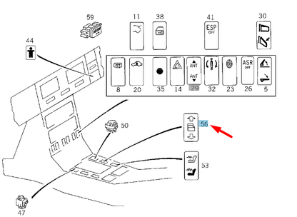 NEW MB SL R129 WINDOW REGULATOR CENTRAL CONSOLE LEFT SWITCH A1298201410 ORIGINAL