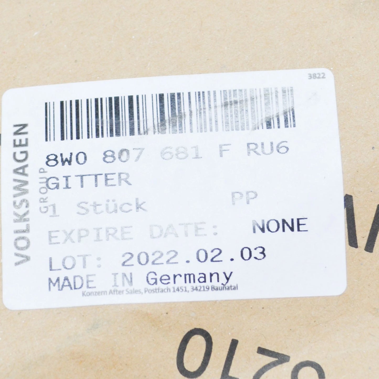 NEW AUDI A4 8W2 B9 FRONT LEFT LOWER GRILLE 8W0807681FRU6 ORIGINAL