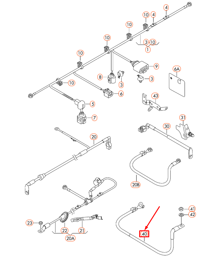 NEW AUDI A3 8P NEGATIVE BATTERY EARTH LINE CABLE 1K0971250 ORIGINAL