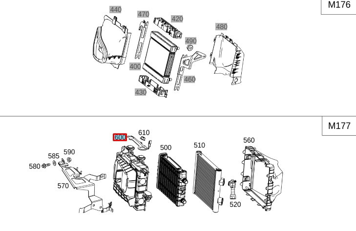 NEW MERCEDES-BENZ S W222 RADIATOR AIR DUCT FASTENING A2225040100 ORIGINAL
