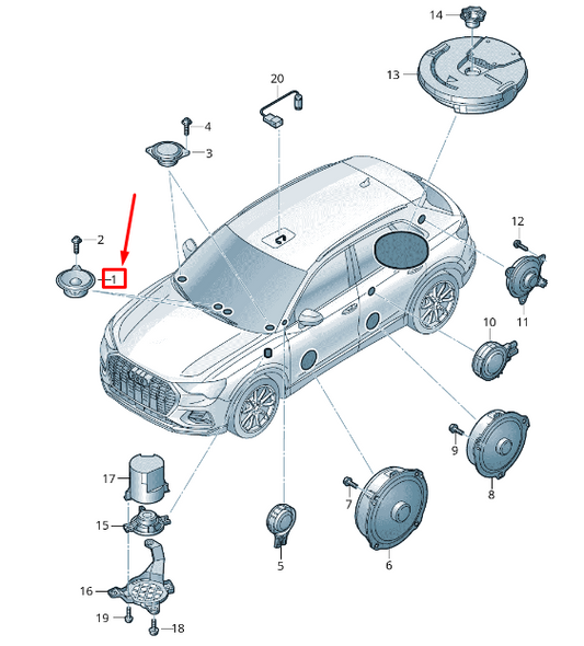 NEW AUDI Q3 F3 FRONT CENTER DASHBOARD LOUDSPEAKER 83A035453 ORIGINAL
