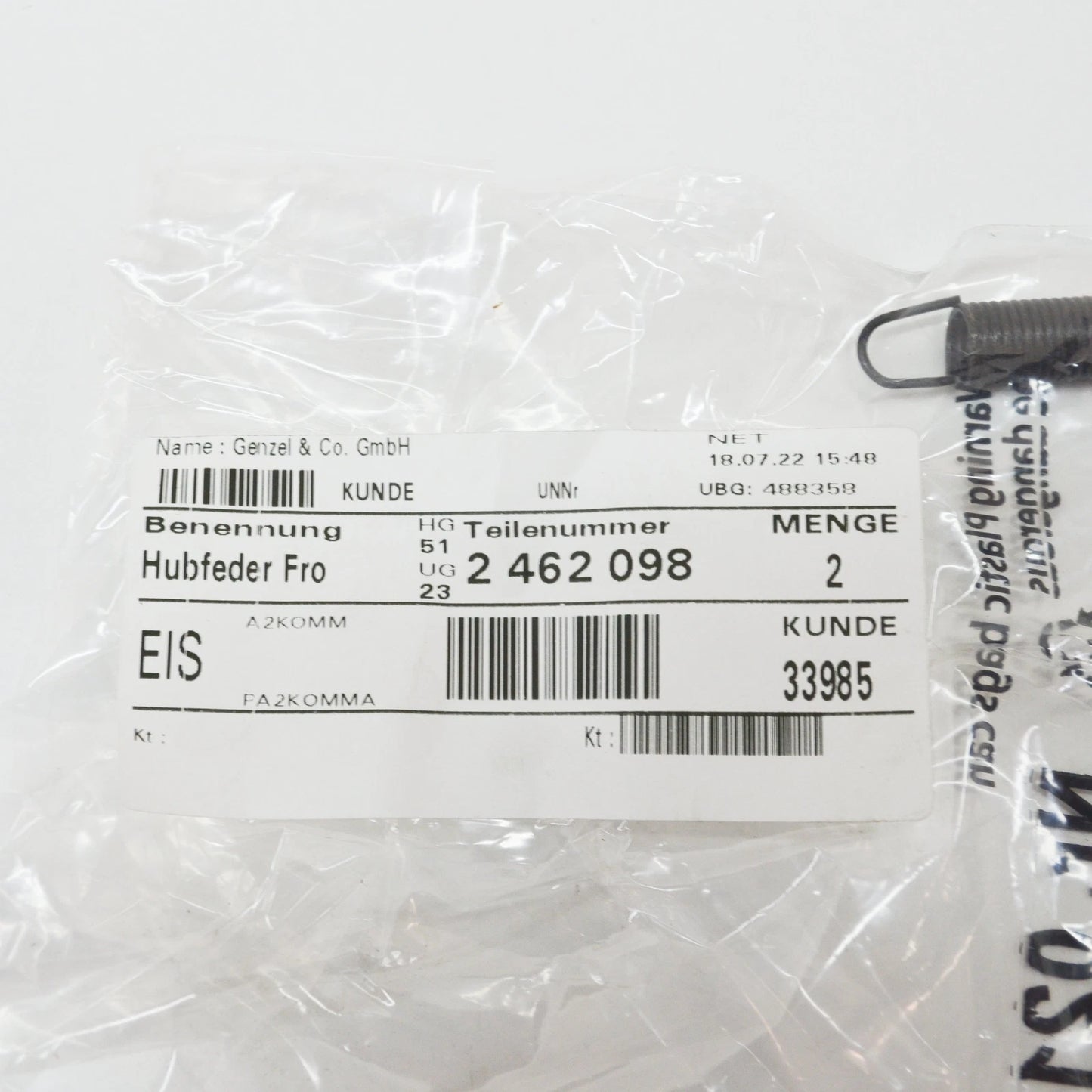 NEW BMW 2 F22 LIFTING SPRING BONNET LOWER SEC. LOCK 51232462098 2462098 ORIGINAL