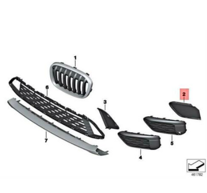 new bmw x1 f48 front bumper right grille cover 51117374204 original