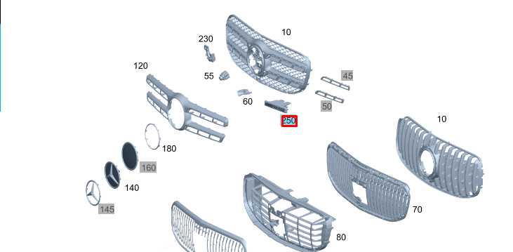 NEW MERCEDES-BENZ GLE W167 FRONT RADIATOR GRILLE AMG BADGE A1678174000 ORIGINAL