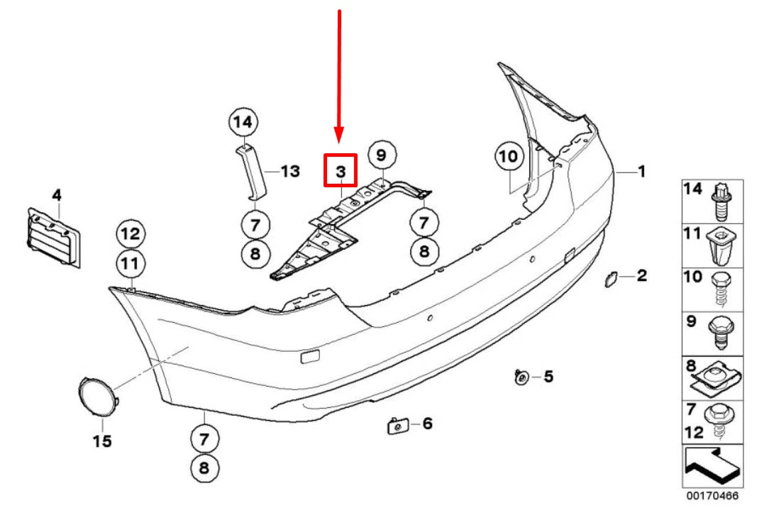 NEW BMW 3 TOURING E91 REAR BUMPER BRACKET 7163847 51127163847 ORIGINAL