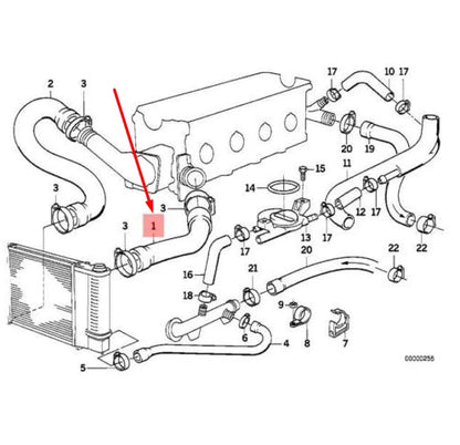 NEW BMW 3 E30 COOLING SYSTEM WATER HOSE 11531709050 1709050 ORIGINAL