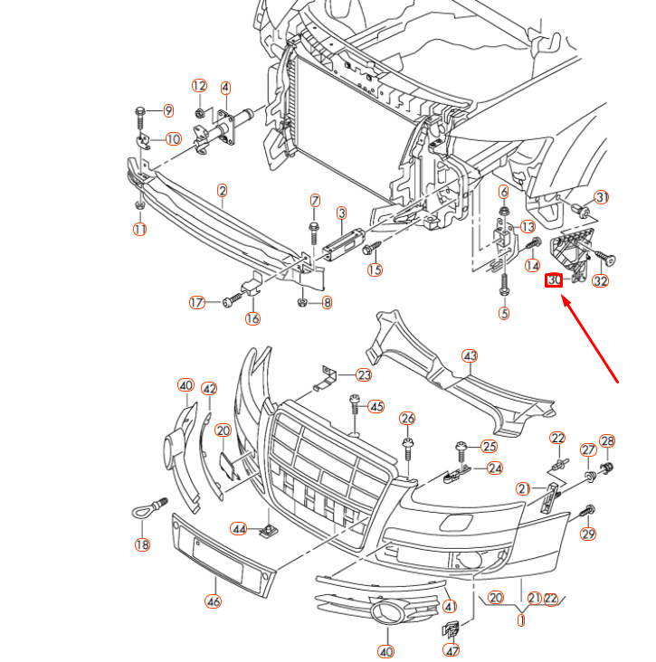 NEW AUDI A6 C6 FRONT BUMPER RIGHT GUIDE SECTION 4F0807228 ORIGINAL