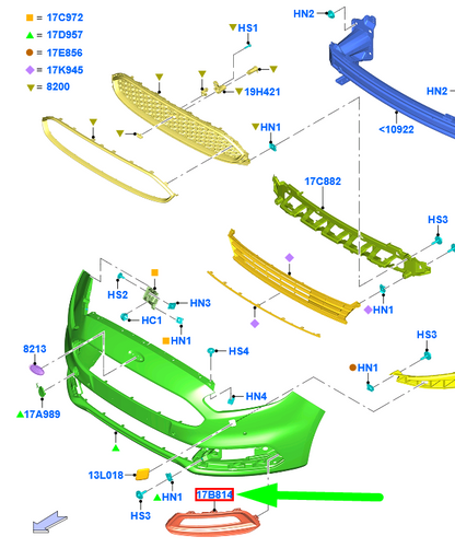 new ford galaxy mk3 cd390 front bumper left grille 2289265 original