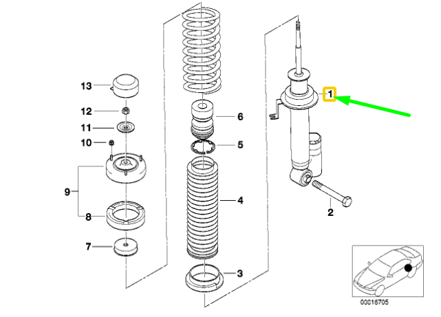 new bmw 7 e38 rear right spring strut 37121091412 1091412 original