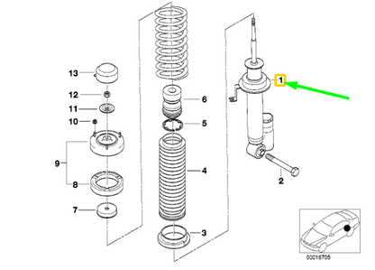 new bmw 7 e38 rear right spring strut 37121091412 1091412 original