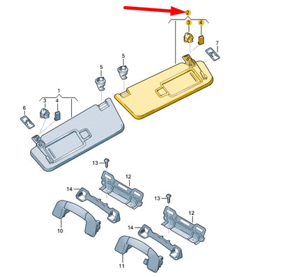 NEW VW ARTEON 3H7 RIGHT SIDE SUN VISOR 3G0857552BH4FG ORIGINAL