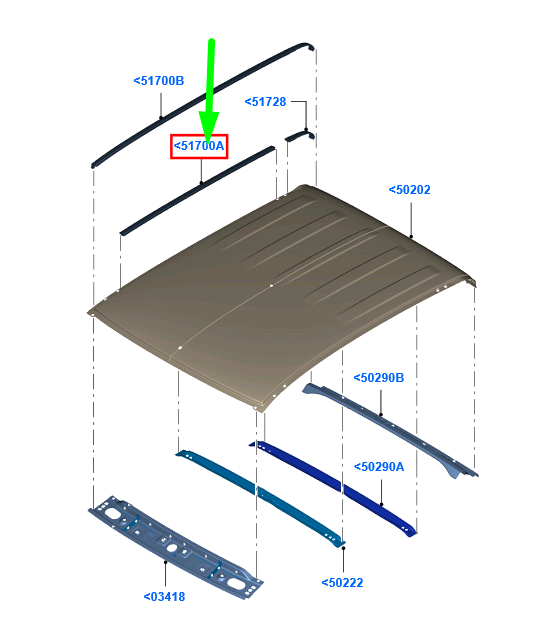 new ford ranger t6 left side roof drip rail gb3b-2651701-db 2160624 original