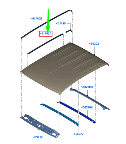 new ford ranger t6 left side roof drip rail gb3b-2651701-db 2160624 original