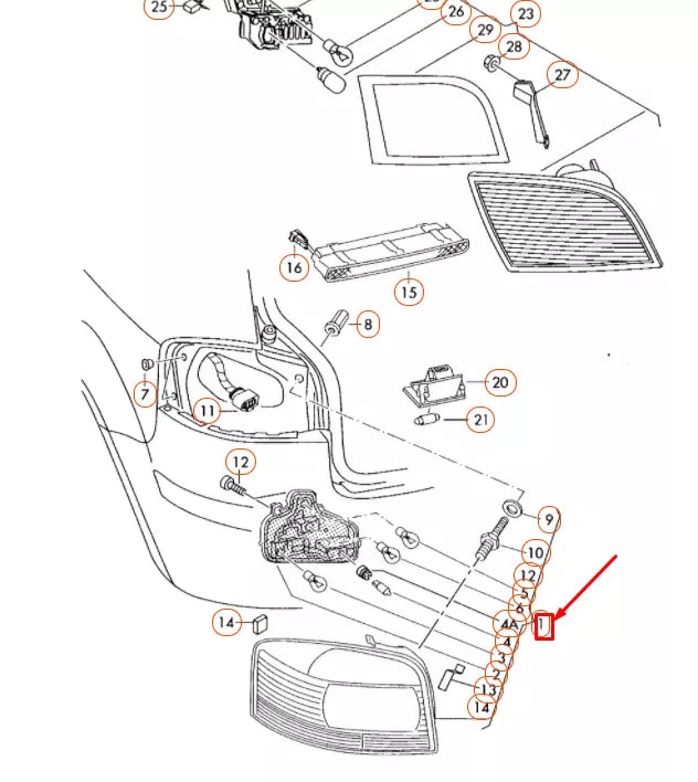 NEW AUDI A3 8P REAR RIGHT OUTER TAILLIGHT 8P4945096F ORIGINAL