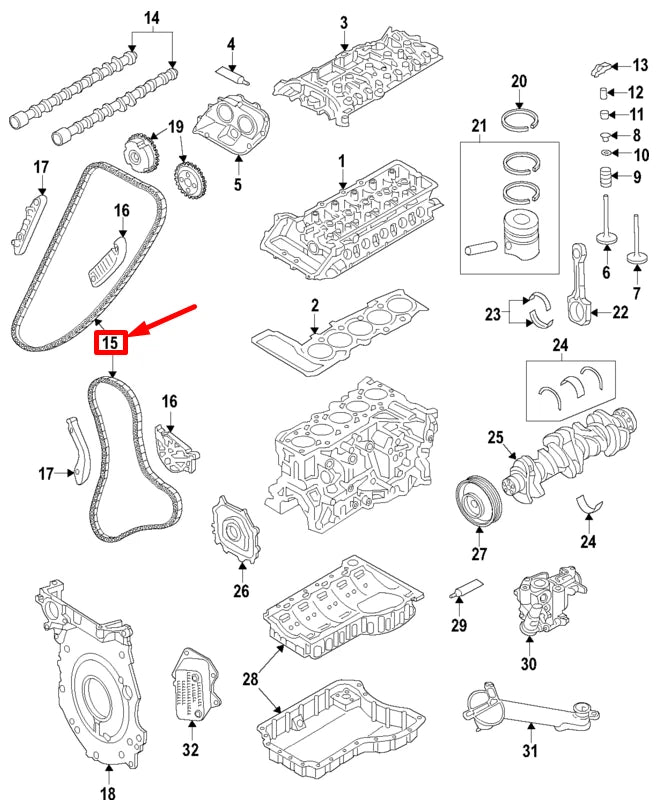 NEW AUDI TT ROADSTER FV UPPER ENGINE TIMING CHAIN 07K109231C ORIGINAL