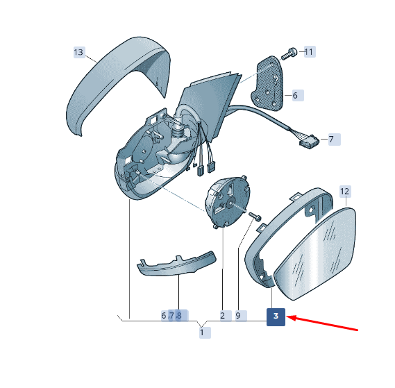 new skoda superb mk3 front right exterior mirror bezel 3v0857532a original