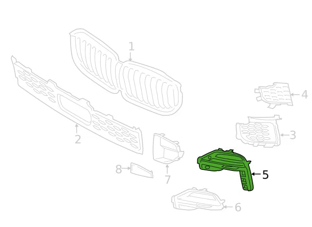 NEW BMW X5 G05 FRONT M LEFT FOG LIGHT COVER 51118746239