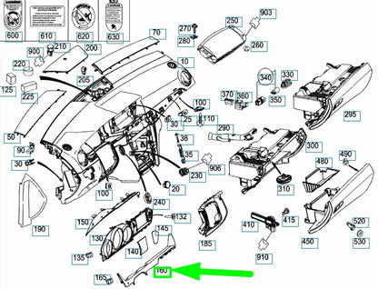 NEW MB C W204 INSTRUMENT PANEL SPEEDOMETER BOTTOM COVER RHD A2046890939