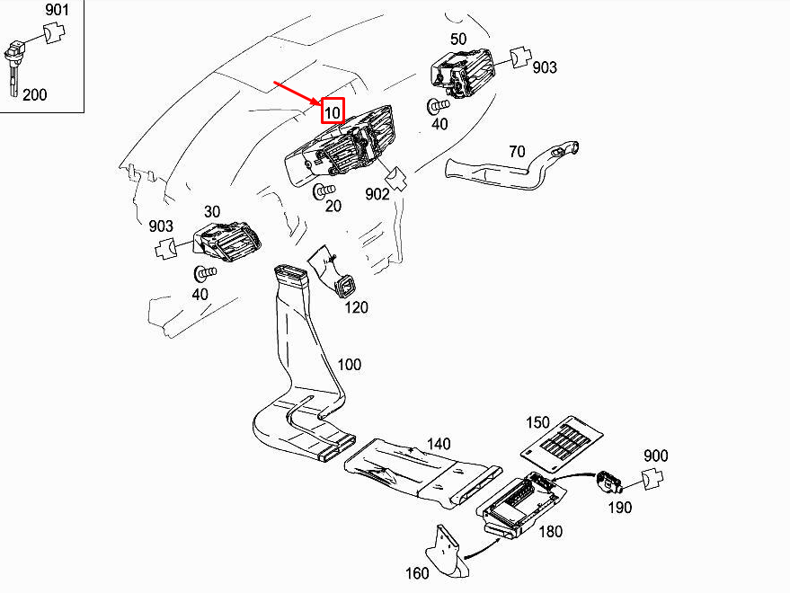 new mercedes-benz e w212 central dashboard air vent a21283025547j22 original