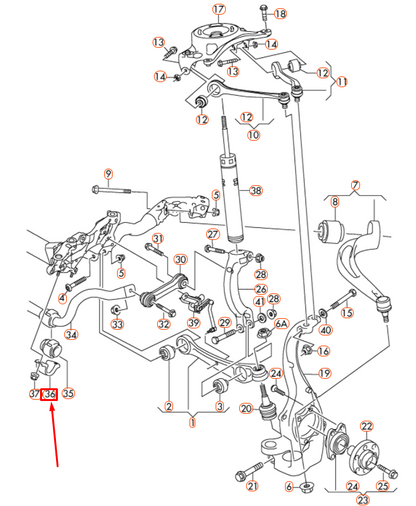 new audi a4 b8 front axle anti-roll bar clamp 4d0411336g original