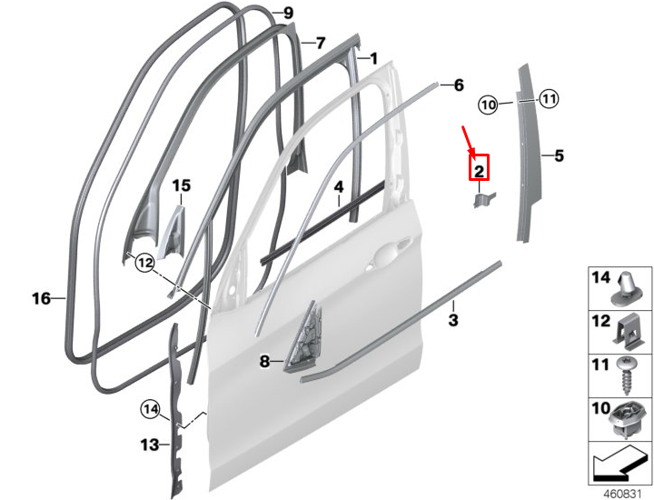 new bmw x5 f15 front right door closing panel seal 51337289630 7289630 original