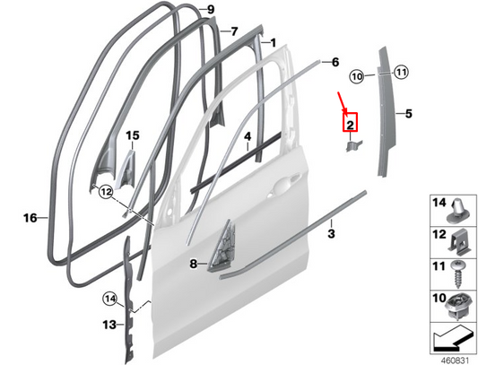 new bmw x5 f15 front right door closing panel seal 51337289630 7289630 original