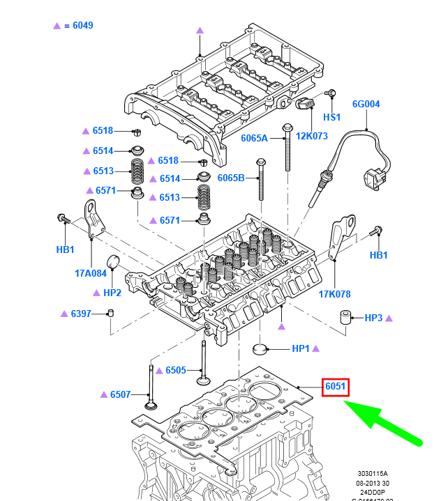 new ford transit mk3 cylinder head gasket 5c1q-6051-ba 1349875 original