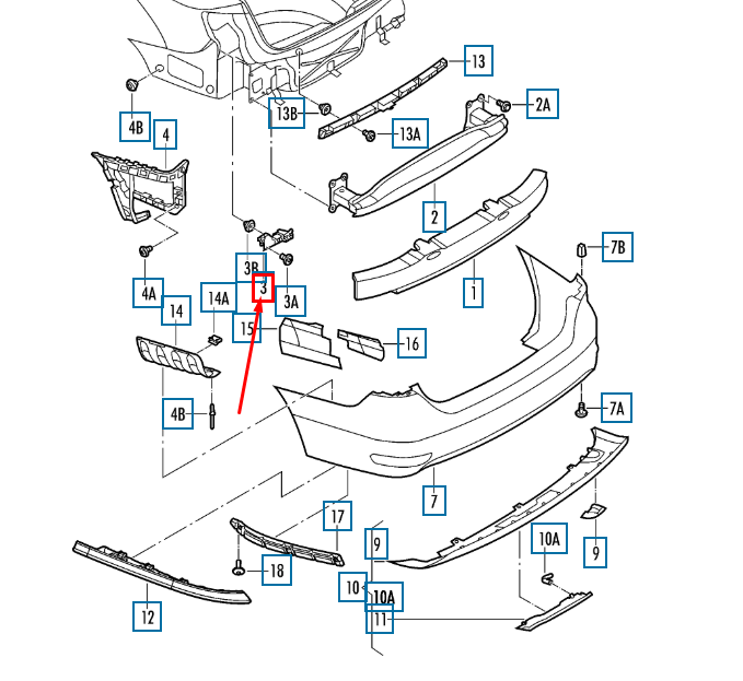 NEW VOLKSWAGEN JETTA A6 REAR BUMPER LEFT GUIDE PROFILE 5C6807393E ORIGINAL