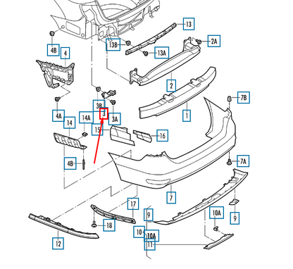NEW VOLKSWAGEN JETTA A6 REAR BUMPER LEFT GUIDE PROFILE 5C6807393E ORIGINAL