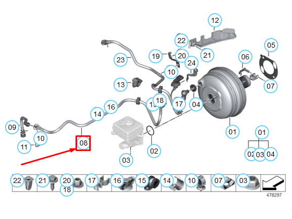 new bmw 5 e60 power brake unit depression vacuum pipe 11667550892 original
