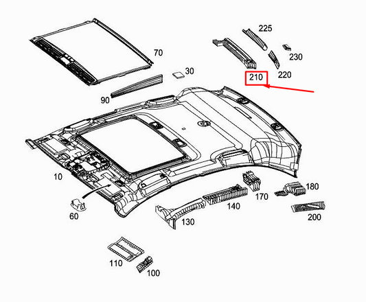 new mercedes-benz glc x253 top rear left roof absorber a2536926900 original