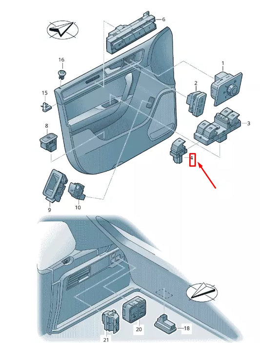 NEW VW TOUAREG 7P MK2 REAR DOOR WINDOW SWITCH 7P6959855REH