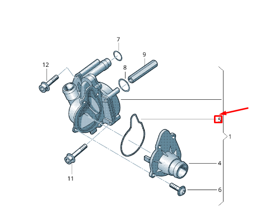 new vw touareg 7p mk2 coolant pmp seal 057121119b original
