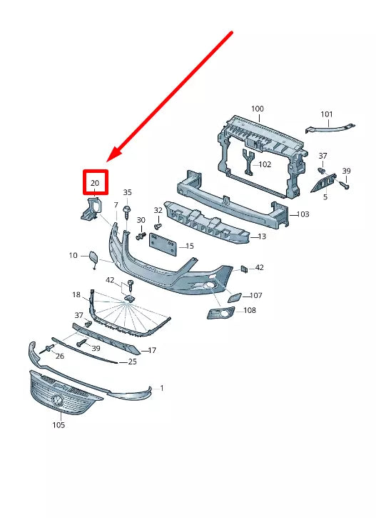 NEW VW TIGUAN 5N FRONT LEFT BUMPER GUIDE FRAME 5N0807941A ORIGINAL