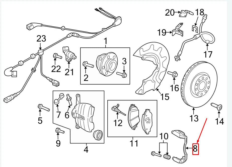 NEW AUDI A3 SPORTBACK 8P FRONT LEFT CALIPER CARRIER 5QM615125B ORIGINAL