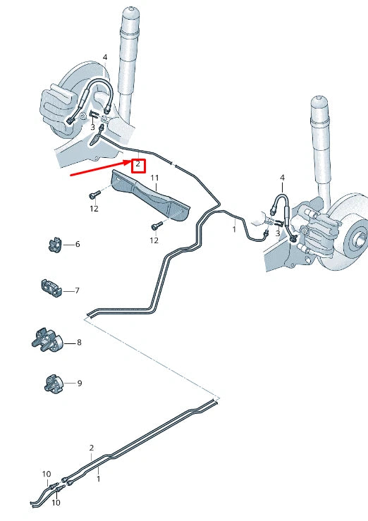 NEW AUDI TT FV BRAKE LINE FROM CONNECTING PIECE TO BRAKE HOSE 8S0614742F