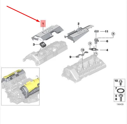 NEW BMW 5 E60 IGNITION COIL COVERING ZYL. 1-4 11127511180 7511180 ORIGINAL