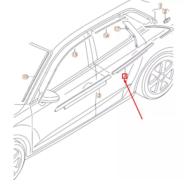 NEW AUDI A3 8V REAR RIGHT DOOR WINDOW SLOT SEAT TRIM 8V5853764AT94 ORIGINAL
