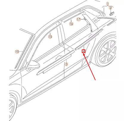 NEW AUDI A3 8V REAR RIGHT DOOR WINDOW SLOT SEAT TRIM 8V5853764AT94 ORIGINAL