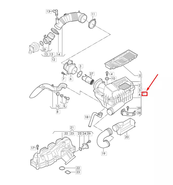 NEW VOLKSWAGEN CADDY 2K AIR FILTER BOX 3C0129607BQ ORIGINAL