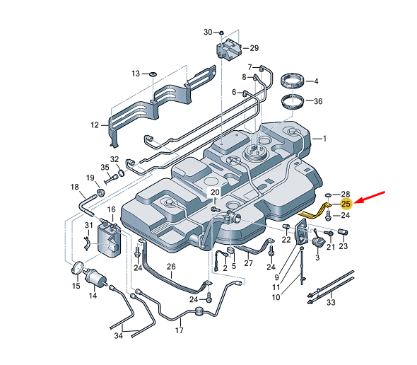 NEW VW TRANSPORTER VI T6 FUEL TANK REAR TENSIONING STRAP 7H0201653C ORIGINAL