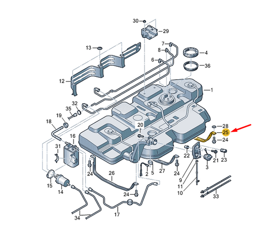 NEW VW TRANSPORTER VI T6 FUEL TANK REAR TENSIONING STRAP 7H0201653C ORIGINAL