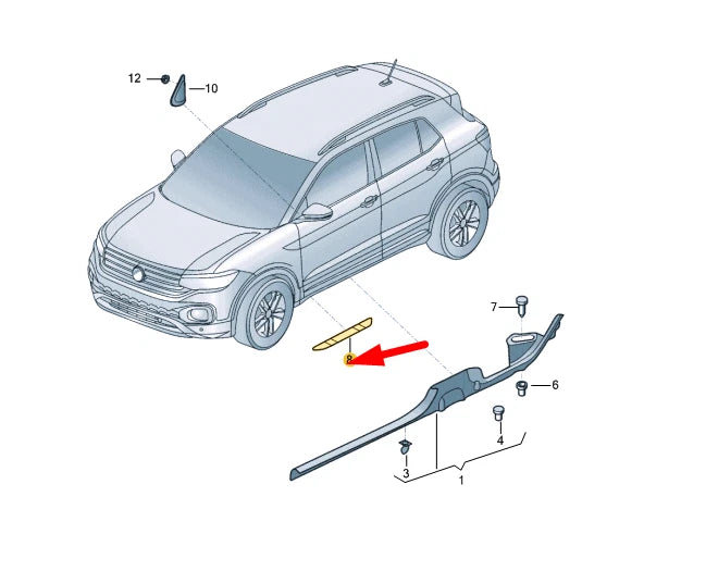 NEW VW T-CROSS C11 FRONT SILL TRIM STRIP R-LINE 2GA85353711N