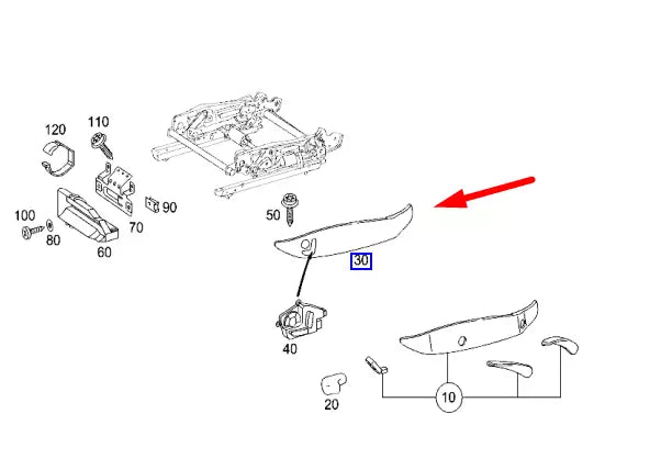 NEW MERCEDES BENZ SLK R171 FRONT RIGHT SEAT COVER A1719190474 9051 ORIGINAL