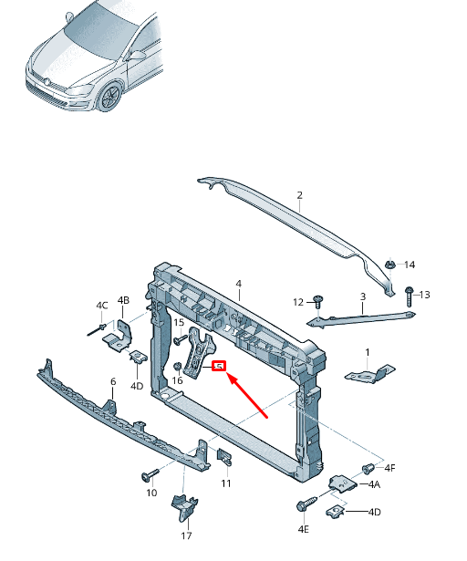 new vw golf 5g mk7 coolant radiator lock carrier support 5g0805567g original