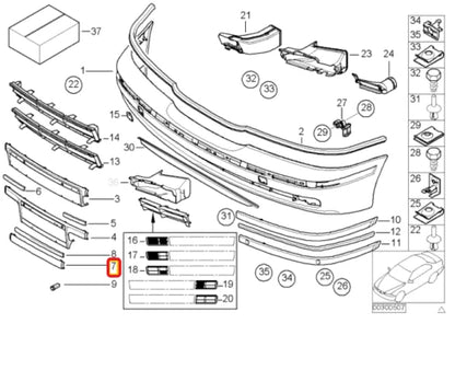 NEW BMW 5 E39 FRONT BUMPER STRIP GUARD TRIM CENTER 51117005985 ORIGINAL